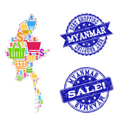 Best Shopping Collage Of Mosaic Map Of Myanmar