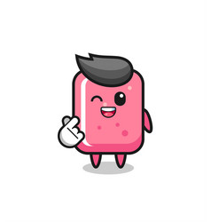 Bubble Gum Character Doing Korean Finger Heart