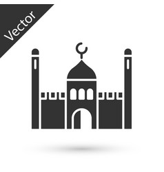 Grey Muslim Mosque Icon Isolated On White