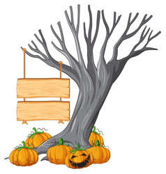 Spooky Pumpkin And Dead Tree Sign Template