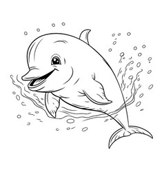 Coloring Book For Children Dolphin In The Sea