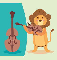 Lion Playing Fiddle Instrument