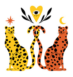 Love Doodle Flat Magic Leopard Couple And Mystic