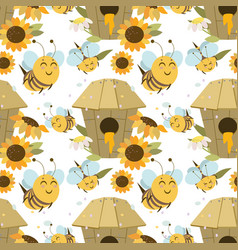 Pattern Funny Bees Are Happy To See You