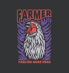 T Shirt Design Farmer With Chicken And Gray