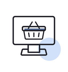 Computer Display With Shopping Cart Icon