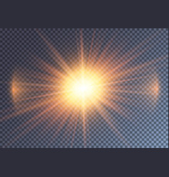 Gleaming Orange Sun With Lens Flare