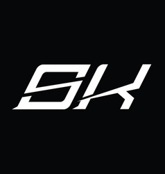 Sk Logo Monogram Letter With Slice Style