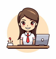 Business Woman Working With Laptop In Office