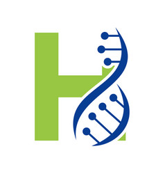 Initial Dna Logo On Letter H Template