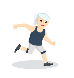 Old Woman Running Design Character On White