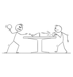 Players Playing Table Tennis Or Ping Pong Cartoon