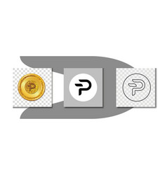 Pura Cryptocurrency Icon With Three Forms Golden