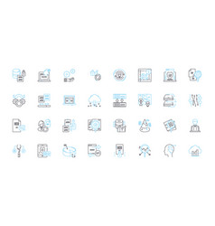 Data Management Linear Icons Set Database