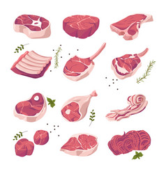 Pork Meat Different Kinds Assortment In Shop