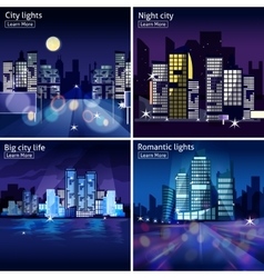 City Nightscape Icon Set