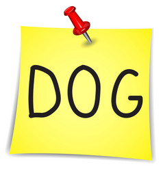 Dog Word On A Note Paper With Pin On White