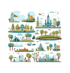 Simple City Garden Elements Flat Design Cartoon