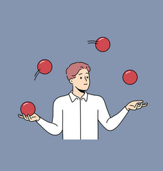 Business Man Juggles Balls To Demonstrate