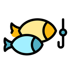 Ice Winter Fish Icon Flat