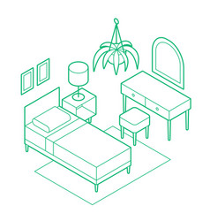 Isometric Bedroom Outline