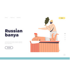 Russian Banya Concept Of Landing Page With Men