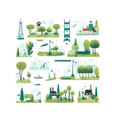 Simple City Garden Elements Flat Design Cartoon