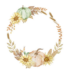 Autumn Wreath Of Watercolor Pumpkins