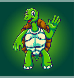 Funny Sea Turtle Cartoon Mascot