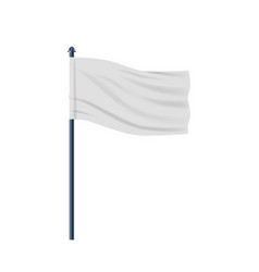 White Waving Flag On Pole 3d Mockup