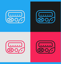 Pop Art Line Pager Icon Isolated On Color