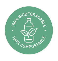 100 Bioplastic Biodegradable Compostable Line Icon