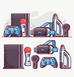 Augmented Virtual Reality Gaming Line Art Icons