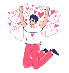 Happy Man In Love Jumping Romantic Character