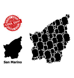 Scratched Cool Guy Seal And San Marino Map Collage