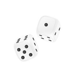 Two White Dice Cubes Realistic