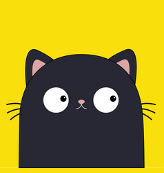 Black Cat Sad Face Head Silhouette Icon Kawaii