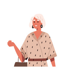 Happy Old Woman In Modern Fashion Clothes Stylish