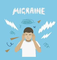 Man With Migraine Headache And Aura