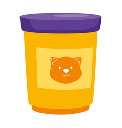 Cute Kitten Meal Icon On Yellow Jar