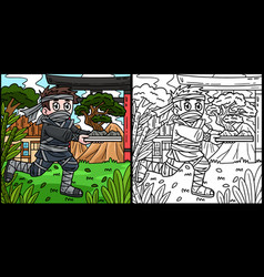 Ninja Carrying Bonsai Coloring Page