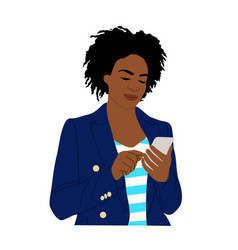 Black Business Woman Holding Mobile Phone