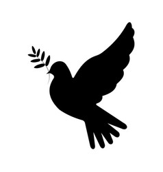 Dove Icon With A Branch The Bird Is Black