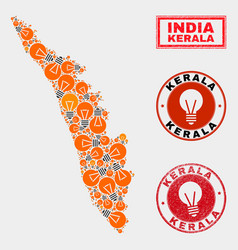 Electric Lamp Collage Kerala State Map And Rubber