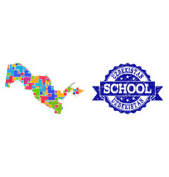 Mosaic Map Uzbekistan And Distress School Seal