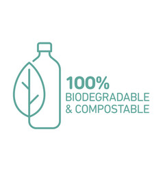 100 Bioplastic Biodegradable Compostable Line Icon