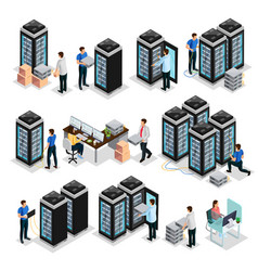 Isometric data center concept Royalty Free Vector Image