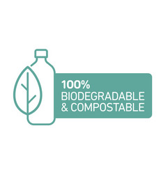 100 Bioplastic Biodegradable Compostable Line Icon