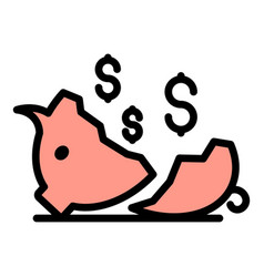 Broken Piggy Bank Compensation Icon Flat