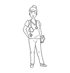 Nurse Isolated Coloring Page For Kids